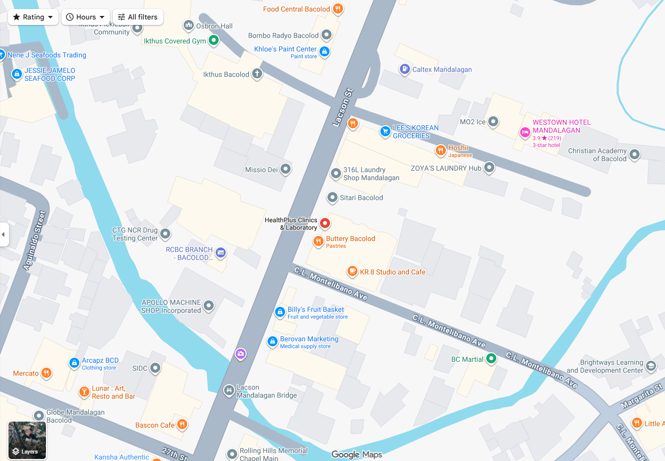 Health Plus+ location map — Unit 203, Sitari Building, Lacson Street, Bacolod City